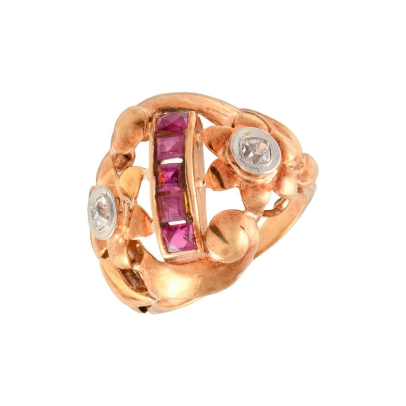 Diamonds and rubies ring, 1950's (1 of 2)