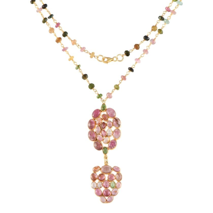 Necklace with double pendant medallion of multicoloured tourmalines. (1 of 1)