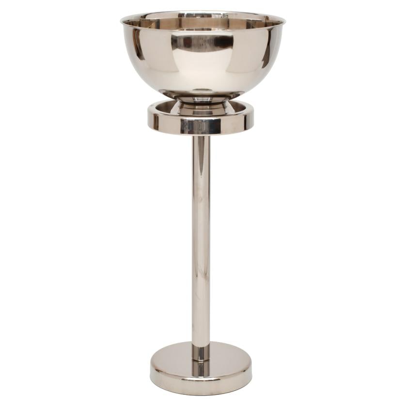 Ice bucket with support.: Silvery metal. 88 x 38 cm diam.