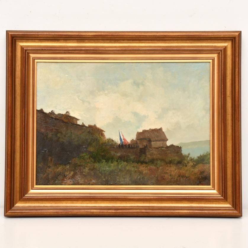 MODEST URGELL I INGLADA (1839-1919). "Procession".: Oil on canvas. Signed on the lower right corner, with a red number below the signature. 42 x 58 cm; 61 x 77.5 cm (frame).