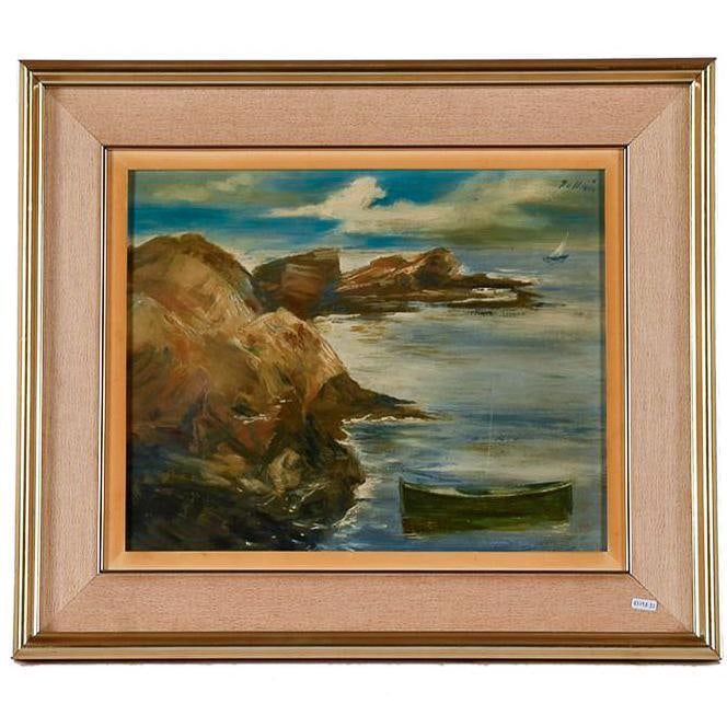 JORDI ROLLAN LAHOZ (1940). 'Seascape'.: Oil on hardboard. Signed. 32.5 x 40 cm; 50 x 58 cm (frame).
