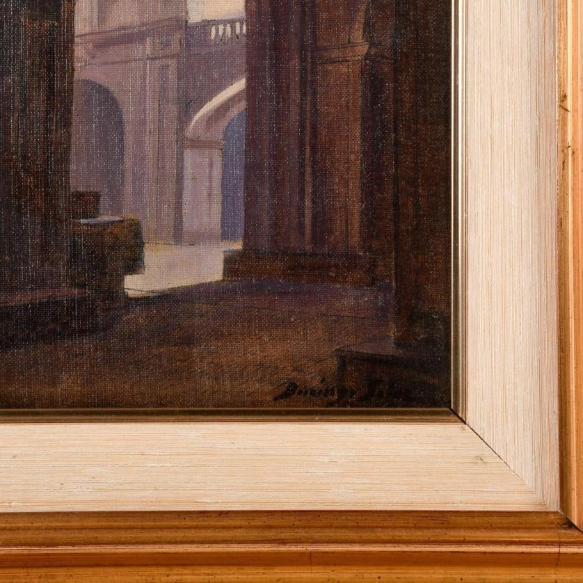 DOMINGO SOLER (1871-1951). 'Interior of a church'.: Oil on canvas. Signed. 33 x 23 cm; 59 x 48 cm (frame).