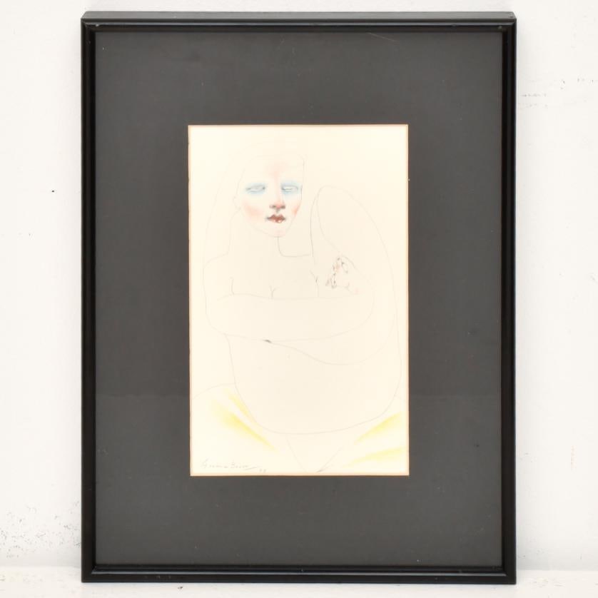 EDUARD ARRANZ BRAVO (1941-2023). "Woman portrait", 1983.: Signed and dated. 21 x 12 cm; 34.5 x 26.5 cm (frame).