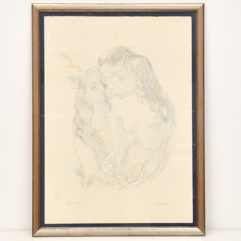 PERE PRUNA OCERANS (1904-1977). "Figures".: Lithograph. Signed and numbered in pencil. 59/100. 69.5 x 49.5 cm; 78 x 58 cm (frame).