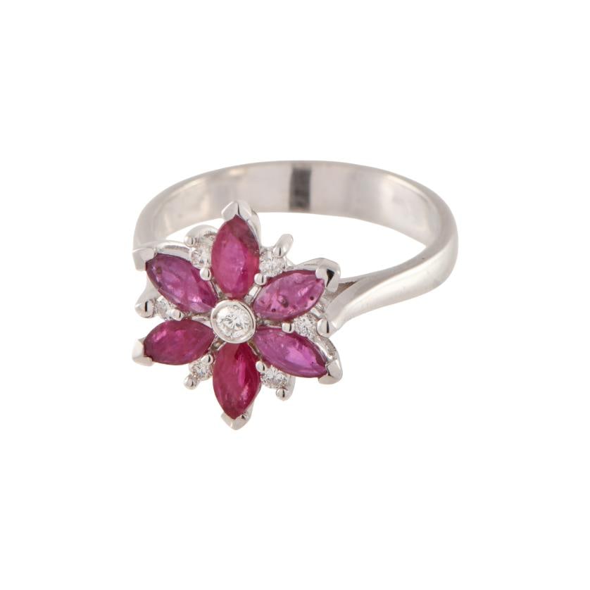 Flower-shaped ring with natural ruby. - 2