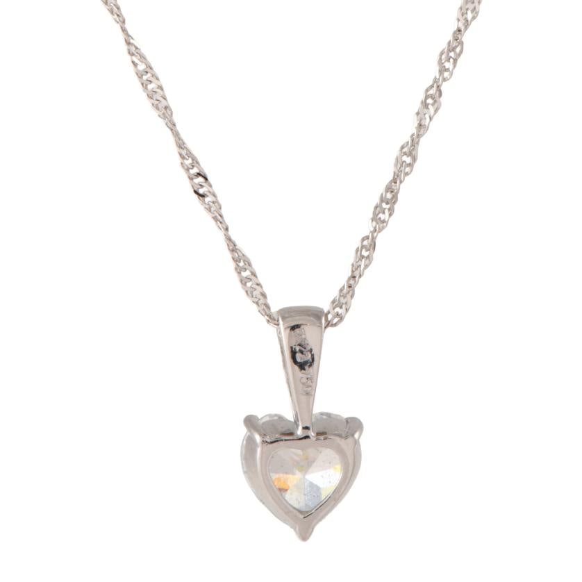 Pendant with zircon solitaire pendant.: 18 kt white gold and heart cut zircon.Venetian chain with carabiner clasp. Length when closed: 20 cm.Weight: 1.8 gr.