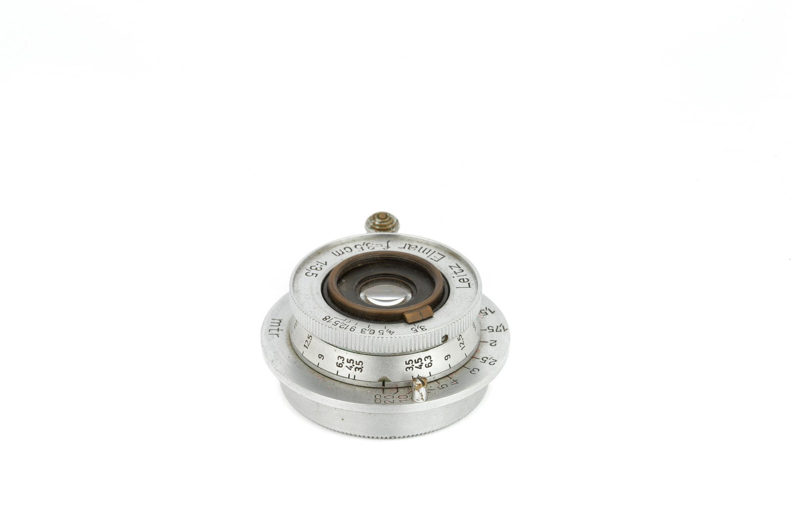 A Leitz Elmar f/3.5 35mm Lens,: 1940, chrome, serial no. 540813, body, G-VG, elements, VG-E, some light internal haze, with maker's caps and original red tube Note: Lot imported under Temporary Admission. 5% UK import VAT will be ch