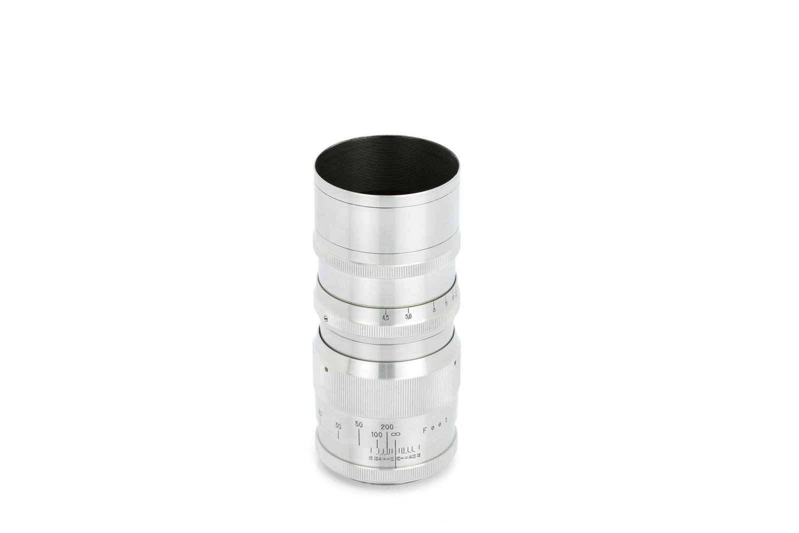 A Konishiroku Tokyo Hexar Ser. 1 f/4.5 150mm Lens,: Leica non-coupled screw mount, chrome, serial no. 3147, body, VG, elements, G, some cleaning marks and light fungus to perimeter of middle group, with original lens hood Note: Lot imported under Tempo