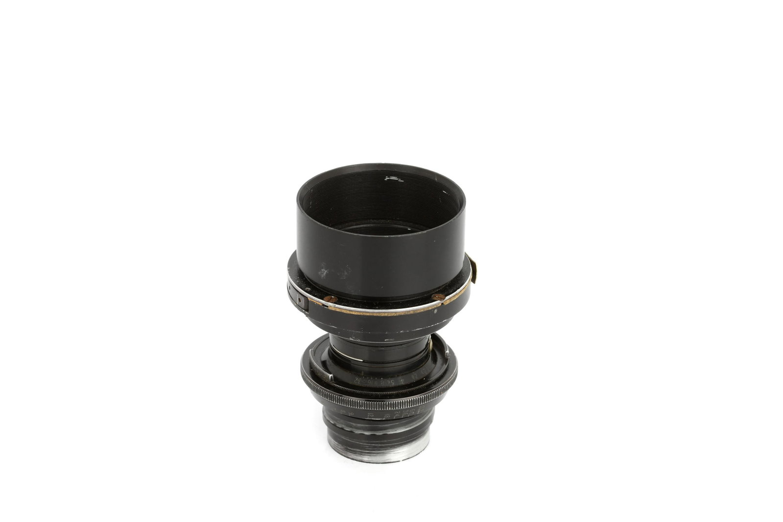 A Cooke Speed Panchro f/2 50mm Lens,: black, serial no. 474554, body, G, elements, VG-E, complete with lens hood