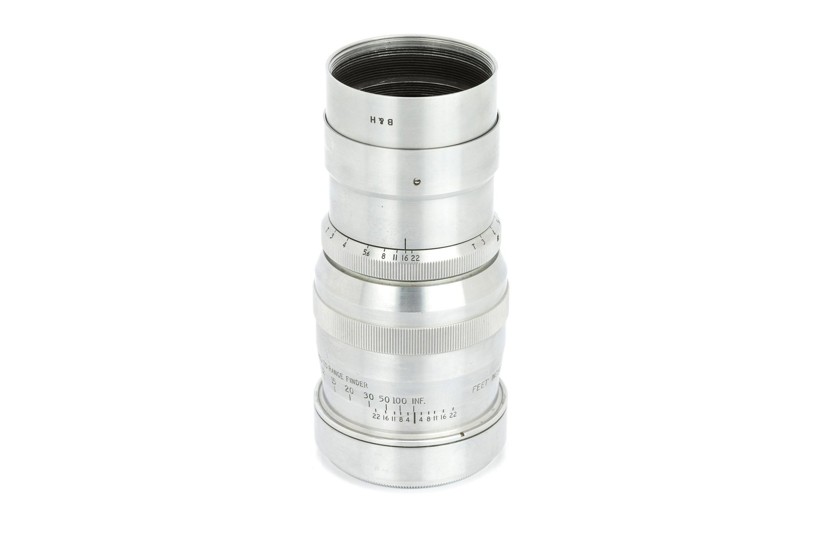 A Cooke Deep Field Panchro f/2.5 100mm Lens,: Bell & Howell Foton mount, chrome, serial no. 282706, body, VG, element, G-VG, some light cleaning marks, with Bell & Howell Co. lens hood and rear cap Note: Lot imported under Temporary Admission. 5%