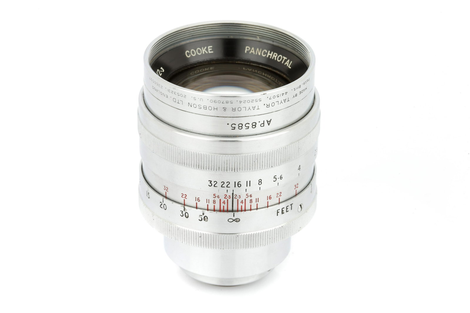 A Cooke Panchrotal Anastigmat f/2.3 4" Lens,: chrome, serial no. 373698, body, VG-E, elements, VG-E, in maker's box