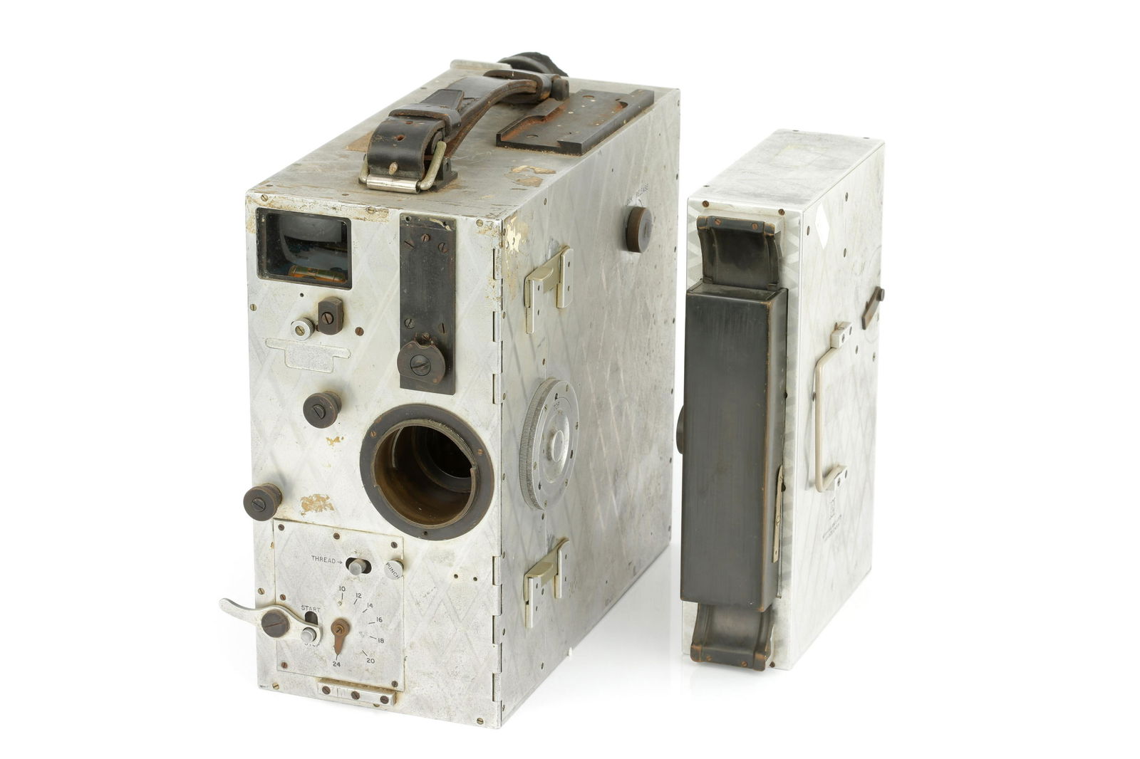 A Newman Sinclair Auto Kine Model E 35mm Cine Camera,: aluminium, serial no. 451, body, F-G, complete with additional magazine, in maker's fitted case Note: Possibly ex-MOD as body has removal of engraving Provenance: Ex-Christies lot 373, 15th November 2