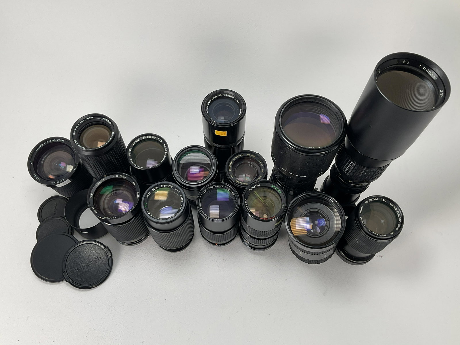 A Mixed Selection of Telephoto Photographic Lenses,: From makers including Minolta, Canon, Vivitar, and more, all untested, (Qty: 1)