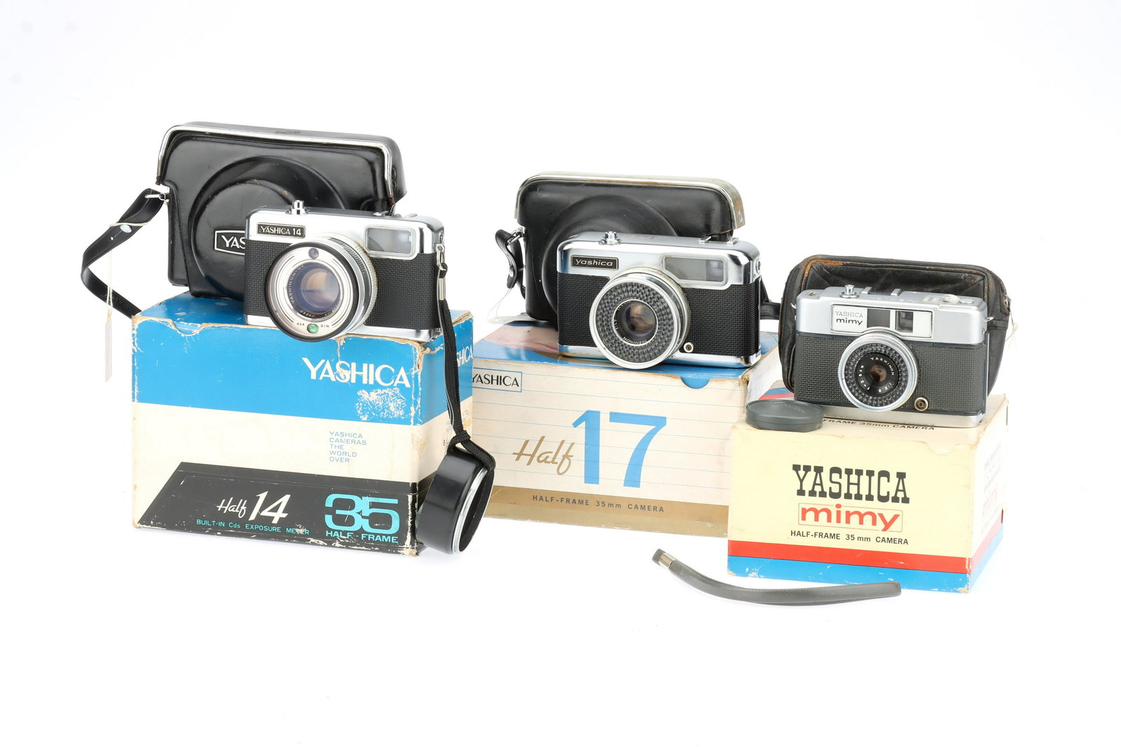 Three Boxed Yashica Half Frame 35mm Viewfinder Cameras, (1 of 1)