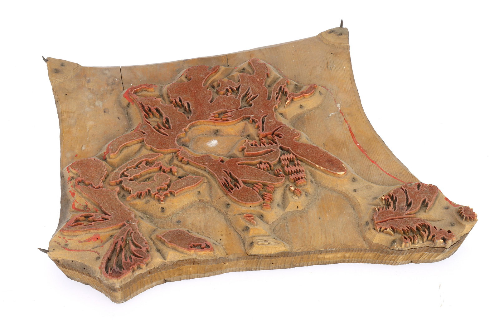 An early 20th Century Carved Wooden Wallpaper Printing Block (1 of 1)