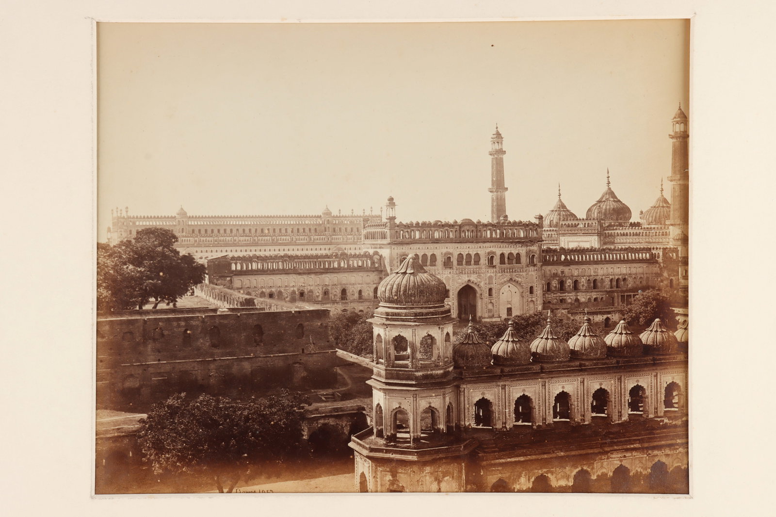The Great Imambarah at Lucknow, 1865, Photograph by Samuel Bourne,: The Great Imambarah at Lucknow, 1865. Bourne 1052 inscribed in the negative. 11 x 12 inch albumen print, mounted. Condition: Slight discolouration and edge fading. Good, strong image.