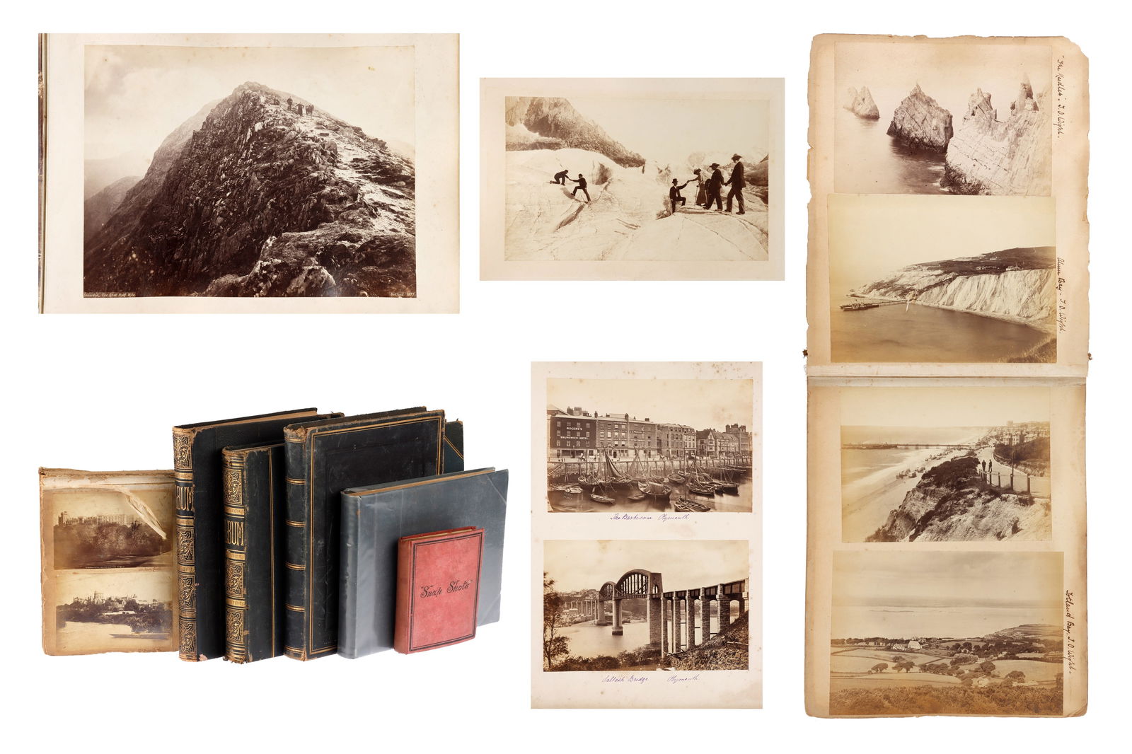 Collection of 6 Photograph Albums,: Six photograph albums showing scenes around the UK. Included are Francis Friths, Francis Bedford, Alfred Pettitt and a good view of Stonehenge by George Washington Wilson. Condition: Mixed job lot.