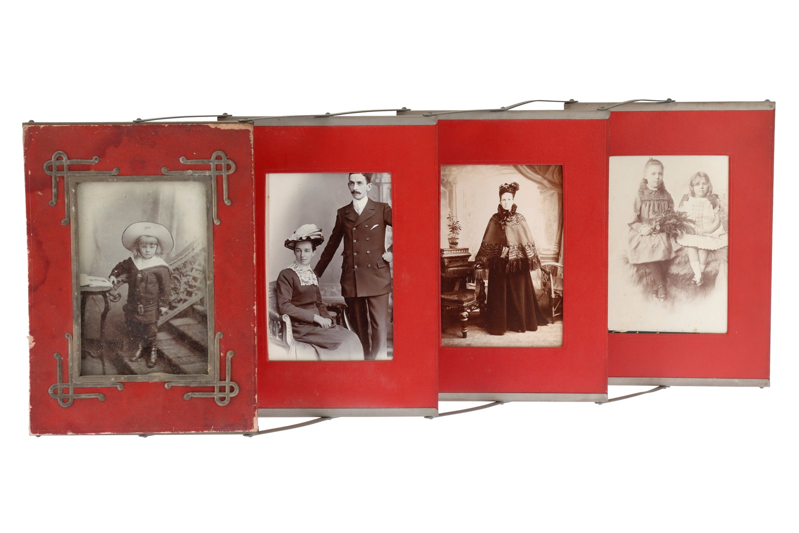 Unusual Carte de Visite Holder,: Concertina style holders, one for cdvs and one for cabinet cards. Condition: Good with some wear.