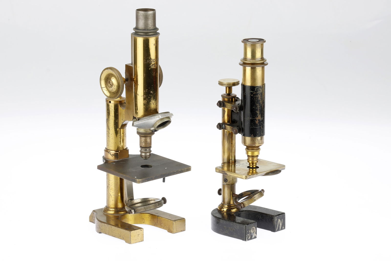 2 Brass Microscopes By Reichert, Vienna, (1 of 1)