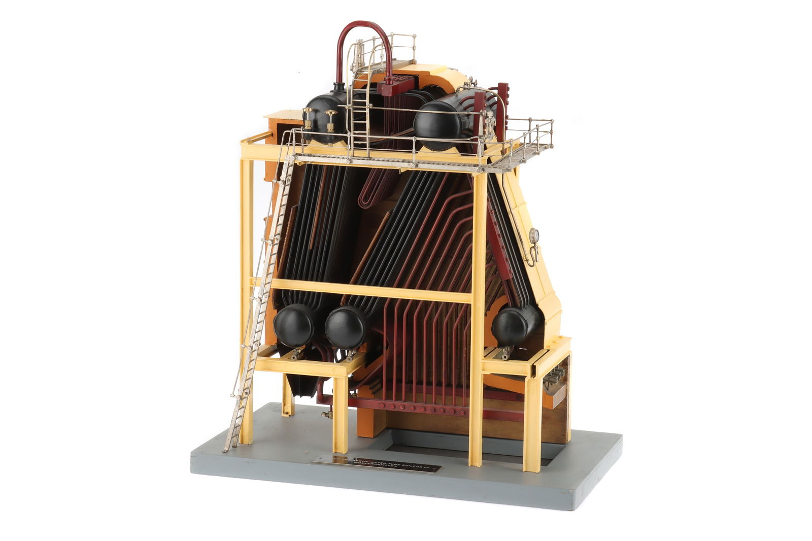 A Large and Highly Detailed Boardroom Model of a Boiler,: A highly detailed cut away boardroom or trade for model of a water tube boiler,base 41cm wide Note: for a similar model of a John Thompson Tube Boiler see, Institute of Mechanical Engineers 'https://i