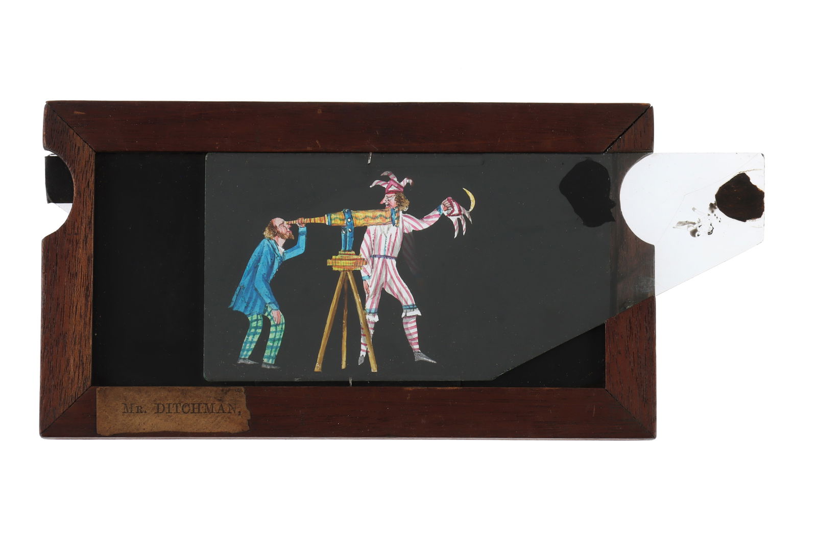 Magic Lantern Slide of Telescope & Astronomer, (1 of 1)