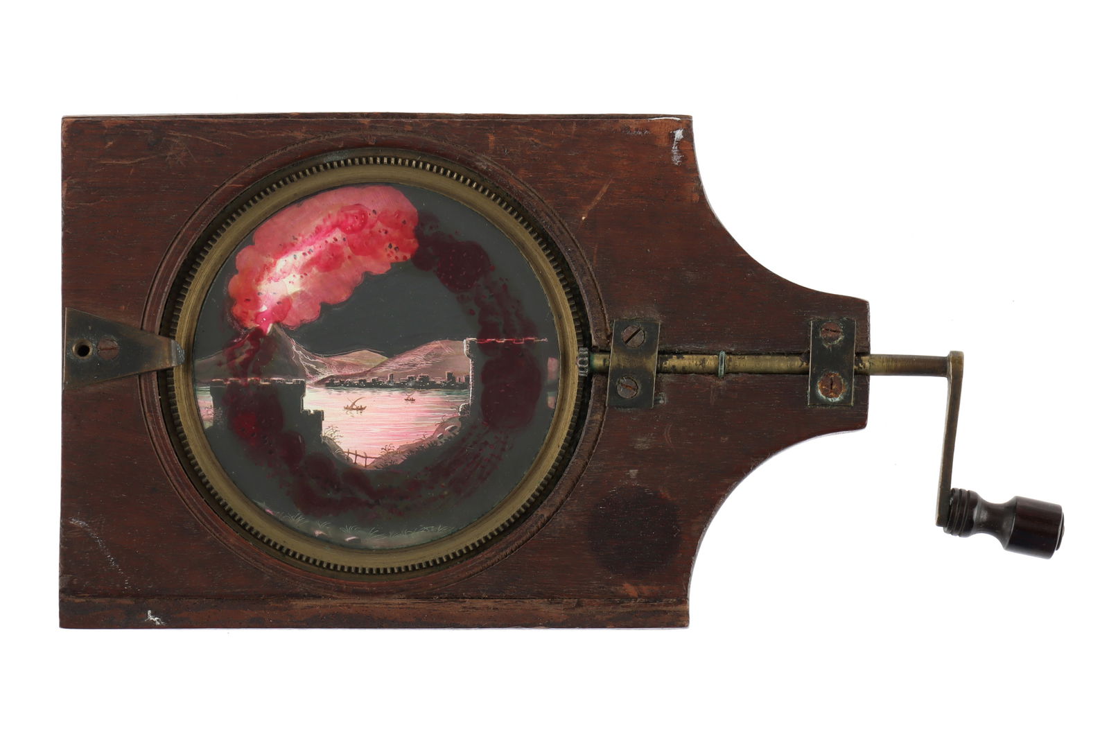 A ‘Volcano’ Hand-Painted Rackwork Magic Lantern Slide (1 of 1)