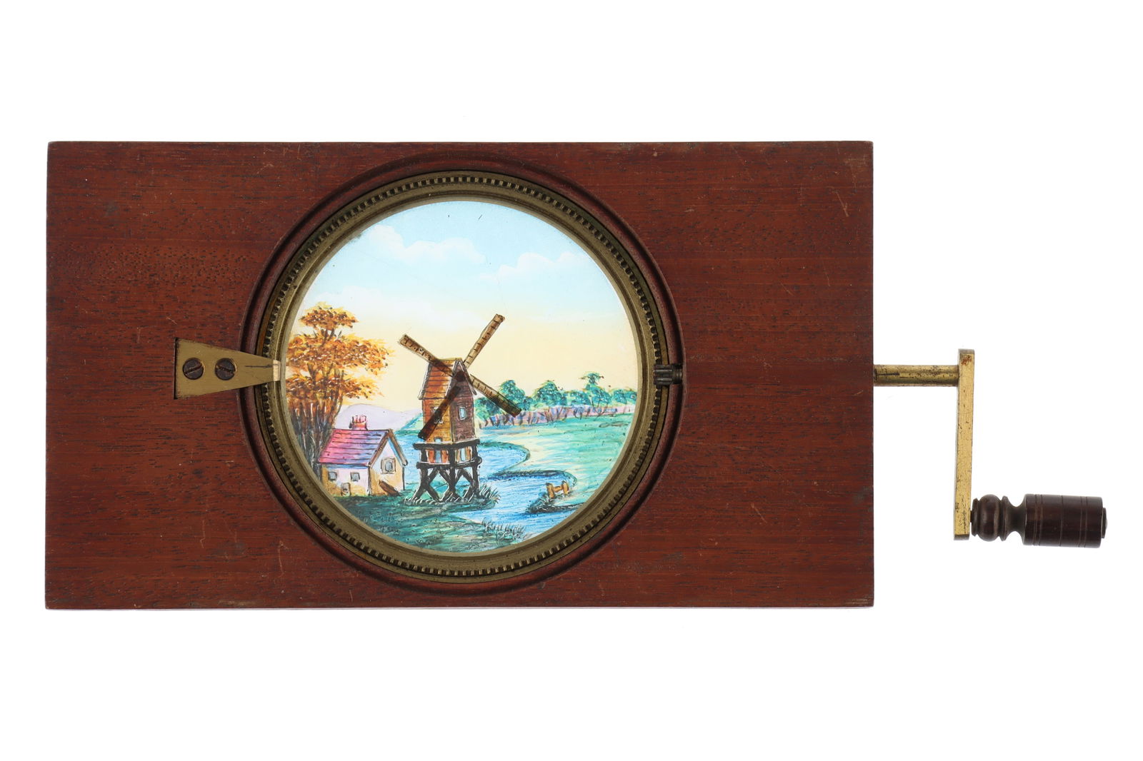 A Hand-Painted Windmill Magic Lantern Slide, (1 of 1)