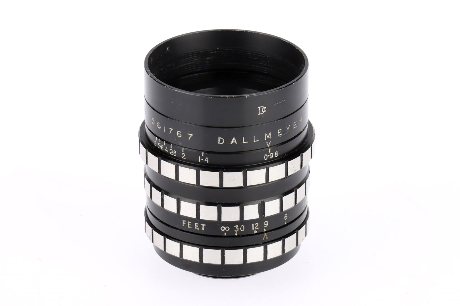 A Dallmeyer Ultrac f/.95 1 inch Cine Lens: A Dallmeyer Ultrac f/.95 1 inch Cine Lens black, serial 561767, barrel G, optics G, small fungus patch, C-mount,