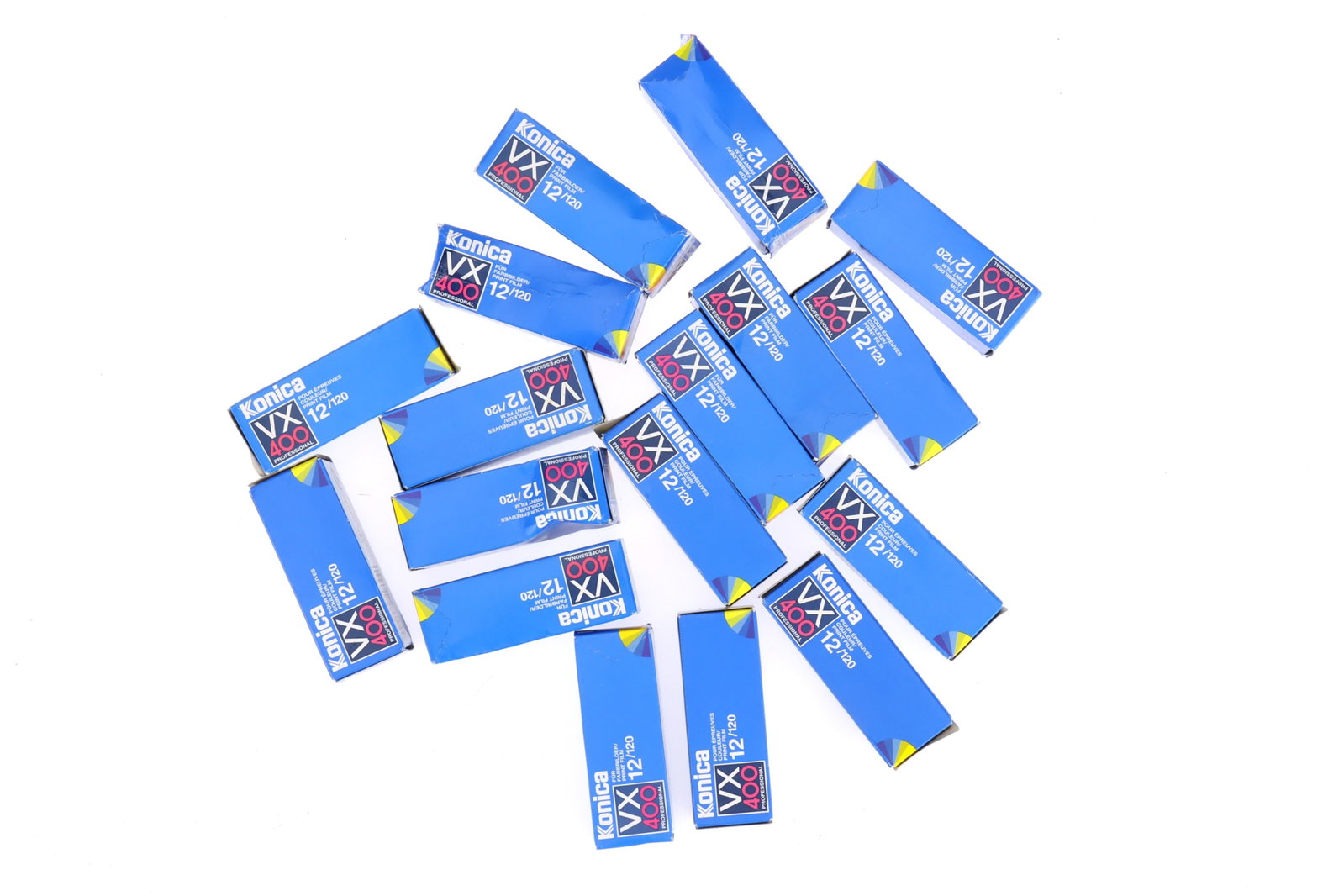 A Quantity of Konica VX400 120 Roll Film,: A Quantity of Konica VX400 120 Roll Film, a total of 17 rolls sealed in boxes, expiry date mostly 2000.