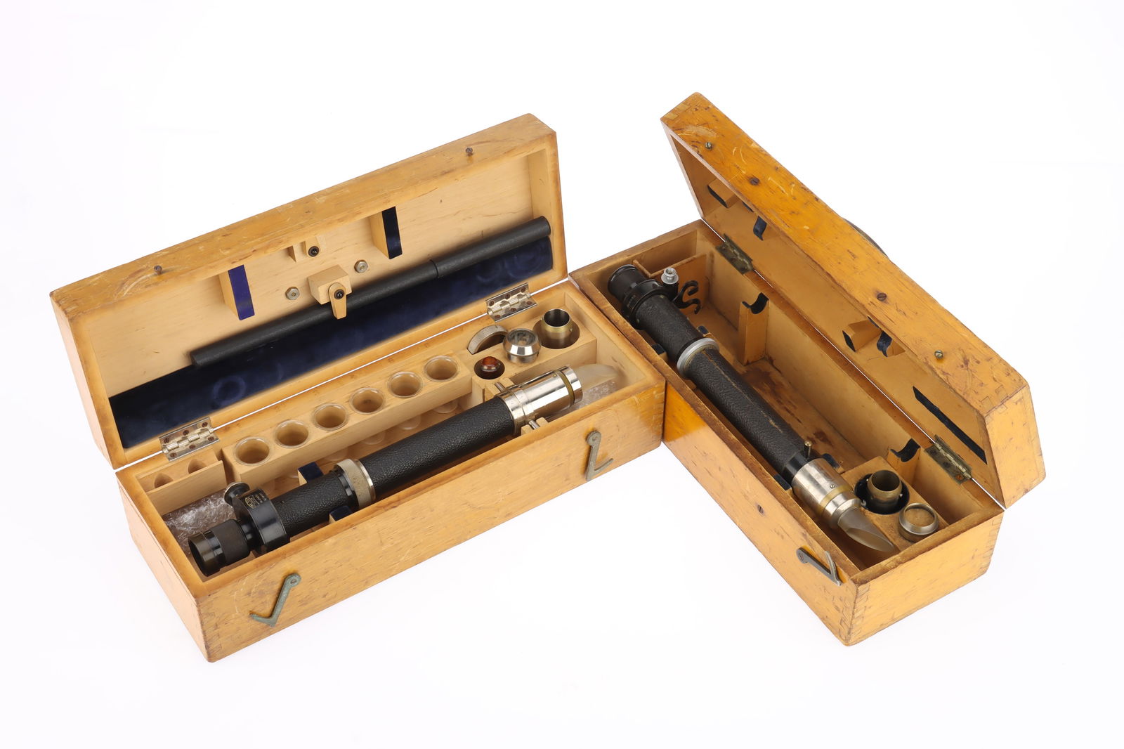 A Pair of Zeiss Polariscopes,: A Pair of Zeiss Polariscopes, German, signed Carl Zeiss Jena, both in pine cases with various accessories,