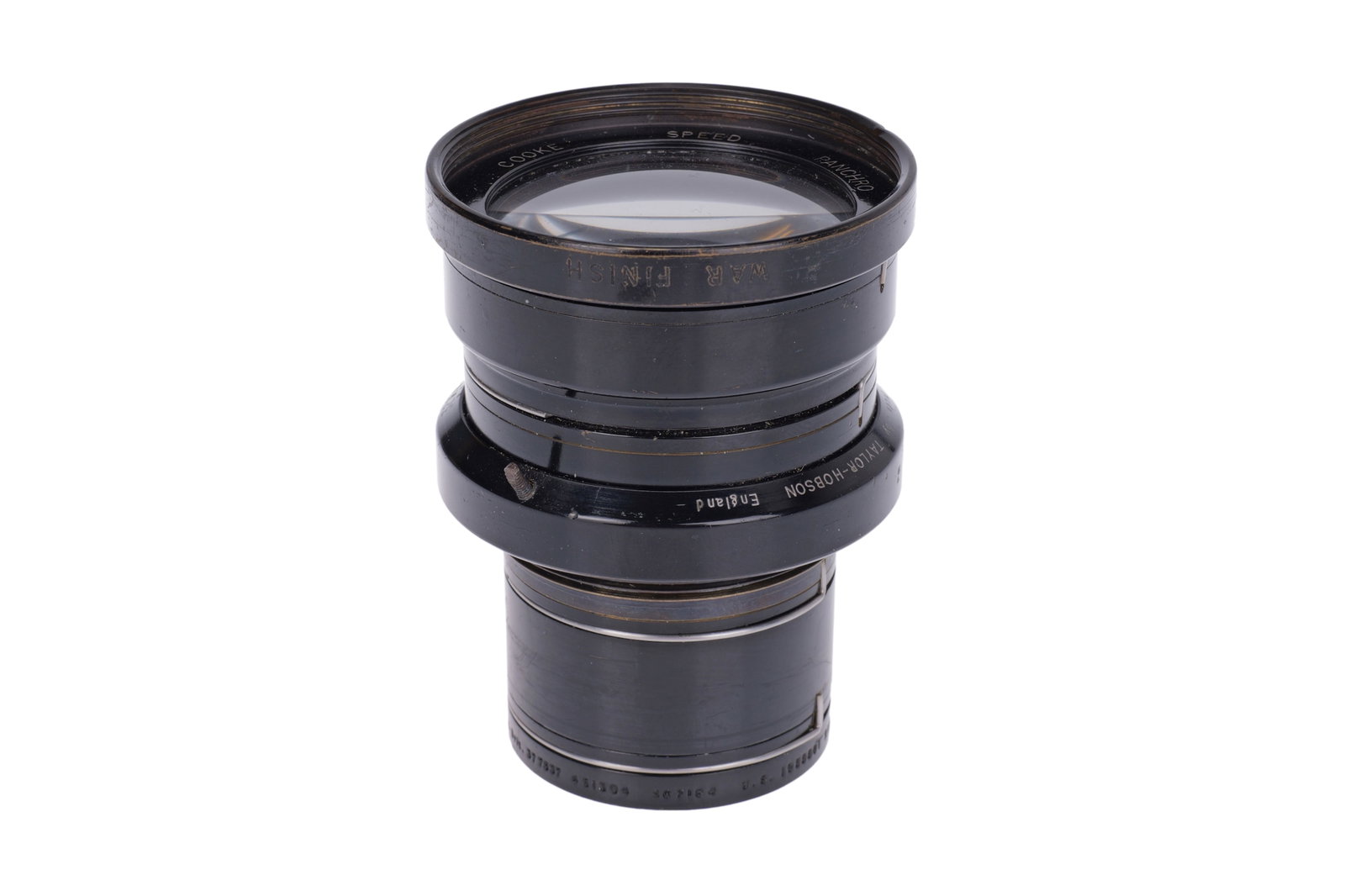 A Cooke Speed Panchro f/2 75mm Lens,: War Finish, black, serial no. 287908, body, G-VG, elements, G-VG, some very light cleaning marks and some light internal haze
