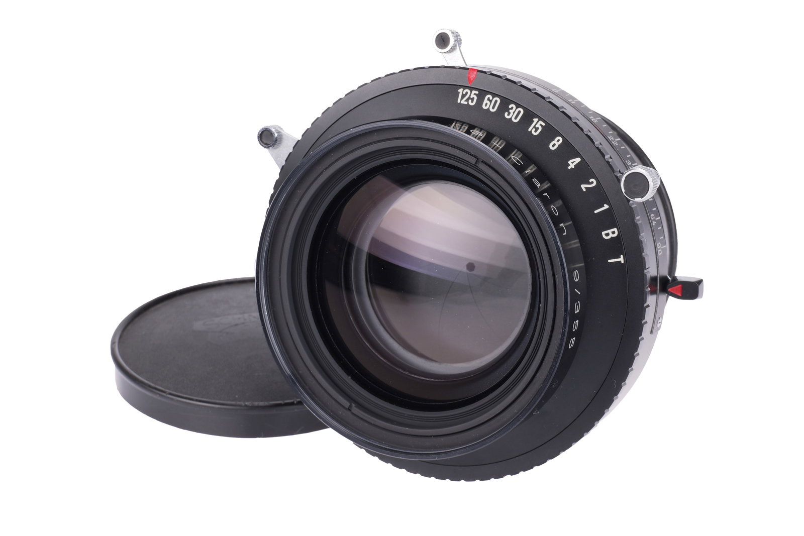 A Schneider G-Claron f/9 355mm Lens,: black, serial no. 14386713, body, VG-E, shutter working, elements, VG-E Note: A 5% import VAT applies to this lot for UK bidders only. International buyers are exempt from this charge if the lot is ex