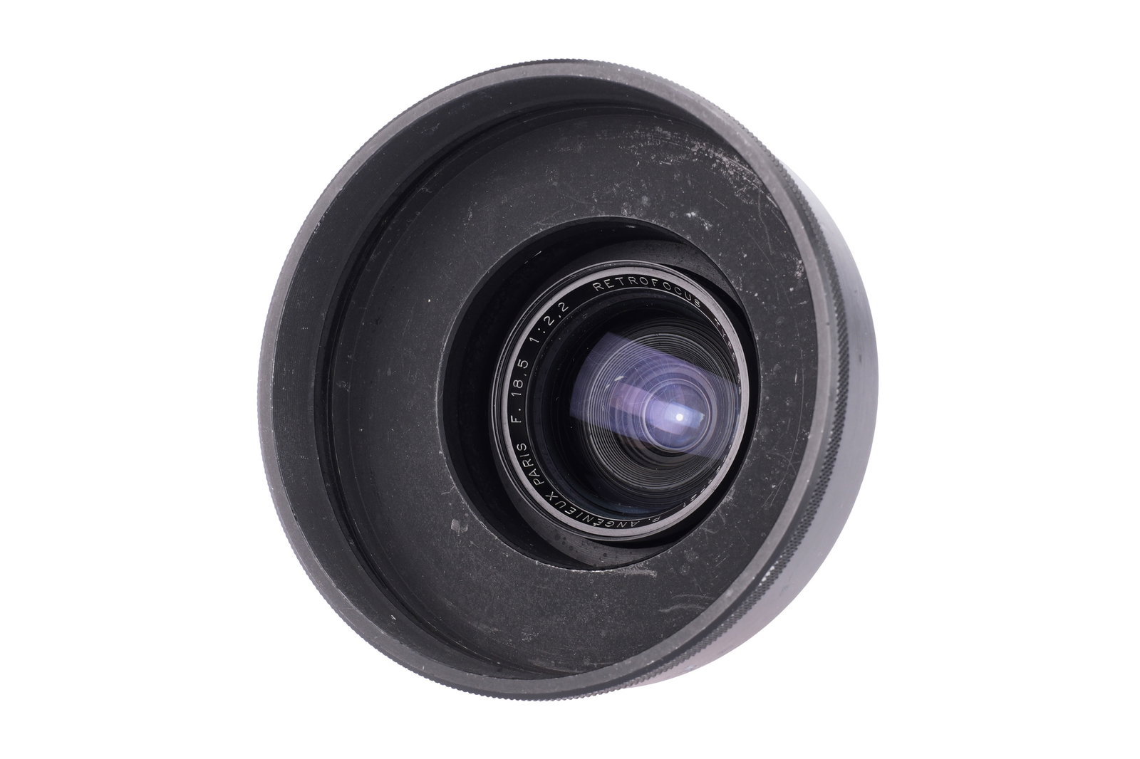 A P.Angenieux Retrofocus Type R2 f/2.2 18.5mm Lens,: Cameflex mount, black, serial no. 923721, body, VG, elements, F-G, cleaning marks to the front element Note: A 5% import VAT applies to this lot for UK bidders only. International buyers are exempt fr