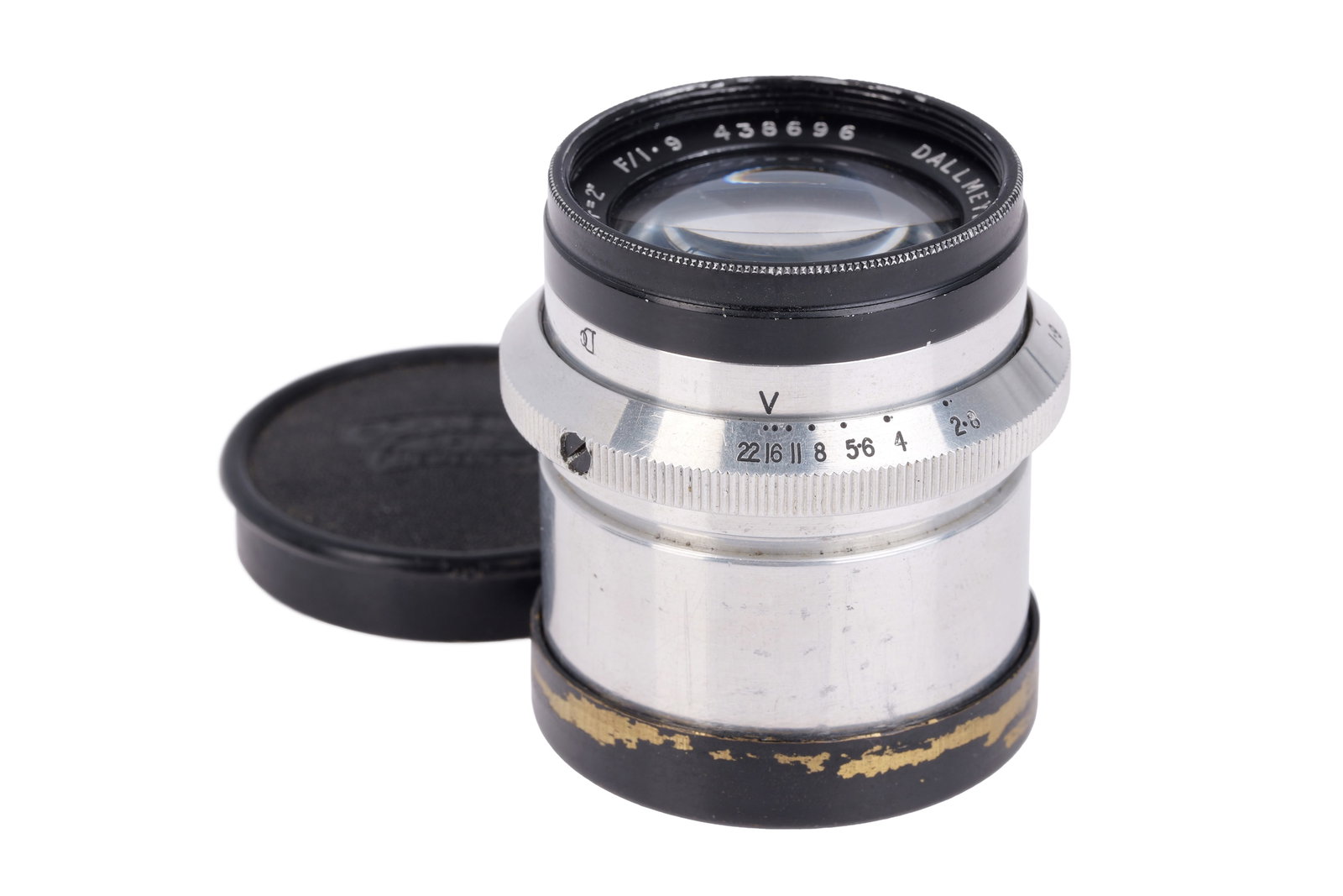 A J. H. Dallmeyer Super Six f/1.9 2" Lens,: chrome, serial no. 438696, body, VG, elements, G-VG, some light internal haze and light cleaning marks