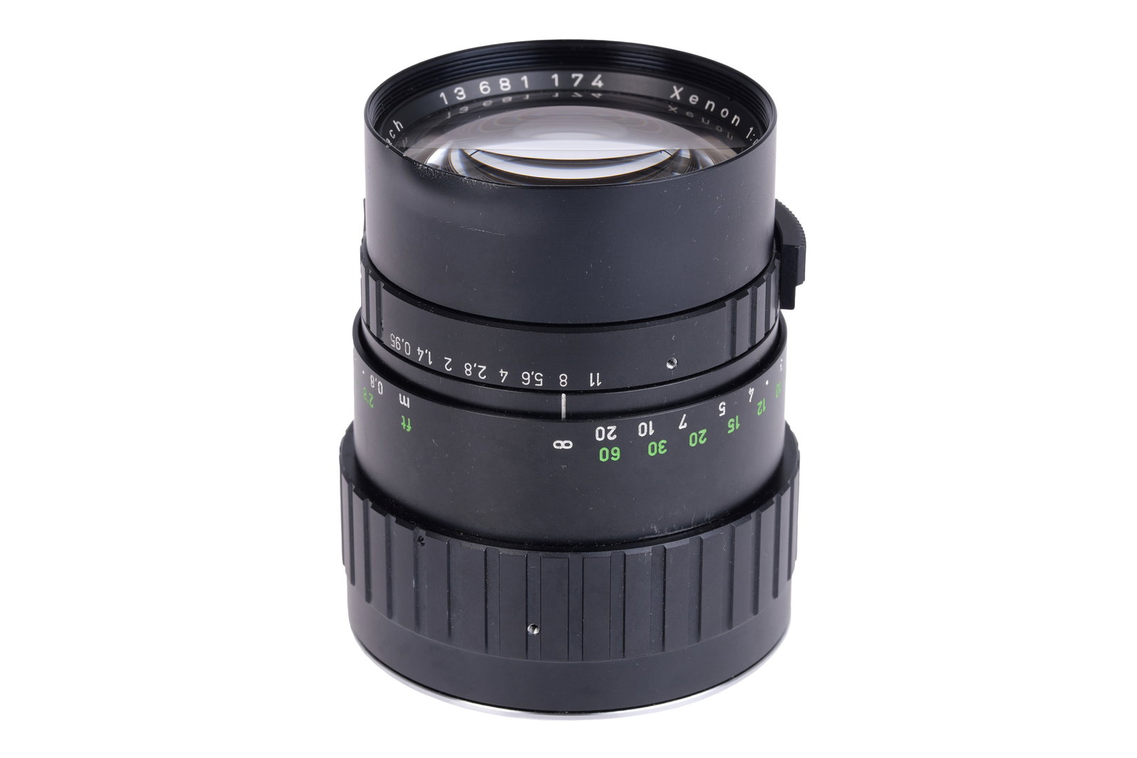 A Schneider Xenon f/0.95 50mm Lens,: Cine C mount, black, serial no. 13681174, body, VG-E, elements, VG, some light internal haze Note: A 5% import VAT applies to this lot for UK bidders only. International buyers are exempt from this ch