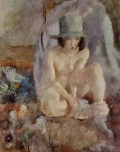 Jules Pascin - Nude With Green Hat: Artist: Jules PascinTittle: Nude With Green HatMedium: Lithograph on PaperSize: 14x11 inchesSigned in the Plate