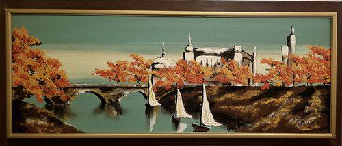 G Del Valle - Sail Boat: •Artist: G Del Valle•Title: Sail Boat •Dimensions: 18x49 inches•Medium: Acrylic Painting on Board•Condition: Excellent“After”“After” Means that it is a copy of the artist’s work. F