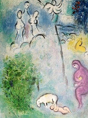 Marc Chagall - Daphnis is Found By Lamon “After”: Artist: Marc ChagallTitle: Daphins is Found By LamonYear: 1977Dimensions: 10in. by 13inEdition: From the rare limited editionPublisher: The Limited Editions Club INC.Suite: Daphins and ChloeMedium: Li