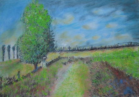 Alfred Sisley - The Road From Versailles: Artist: Alfred SisleyTitle: The Road From Versailles to Daint - GermainDimensions: 20x14 InchesMedium: Pastel On PaperCondition: Excellent?In the style of?"In the style of" works are works by an unkno