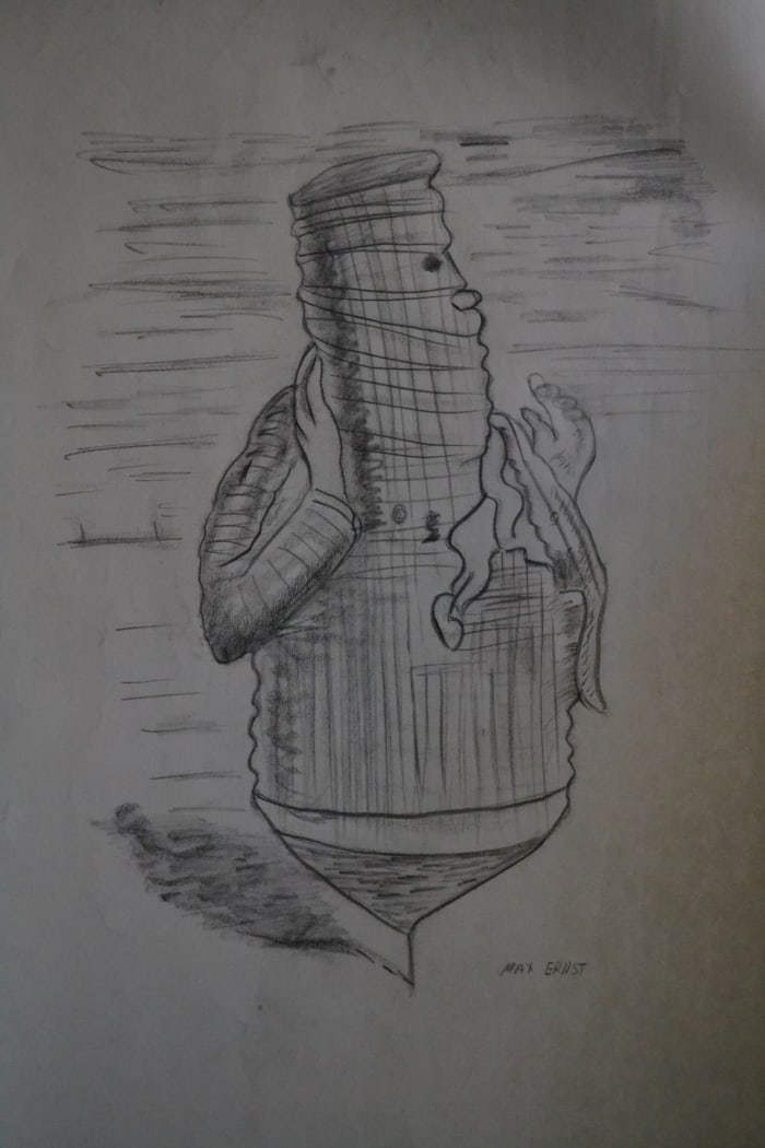 Max Ernst - Ubu Imperator: Artist: Max ErnstTitle: Ubu ImperatorDimensions: 17.5X13.5 InchesMedium: Pencil On PaperCondition: Excellent?In the style of?"In the style of" works are works by an unknown creator whose style is stro