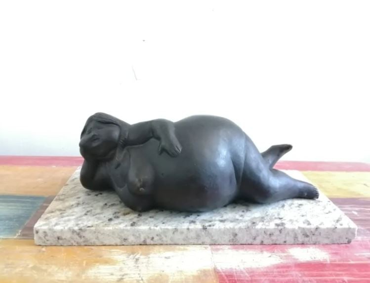 Bronze Sculpture Reclining Woman By Fernando Botero (1 of 1)