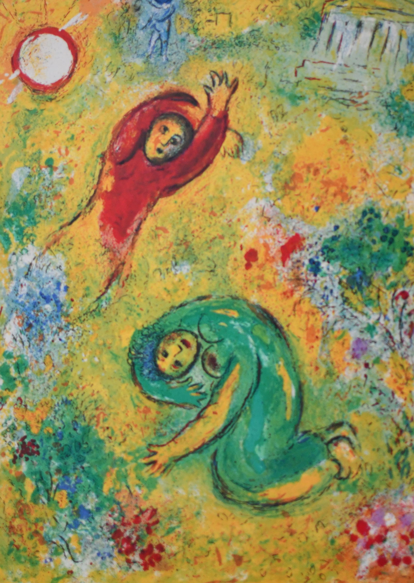 Chagall - Daphnis and Chloe Beside ?After?: Artist: Marc ChagallTitle: Daphnis and Chloe Beside the SpringYear: 1977Dimensions: 10in. by 13inEdition: From the rare limited editionPublisher: The Limited Editions Club INC.Suite: Daphins and