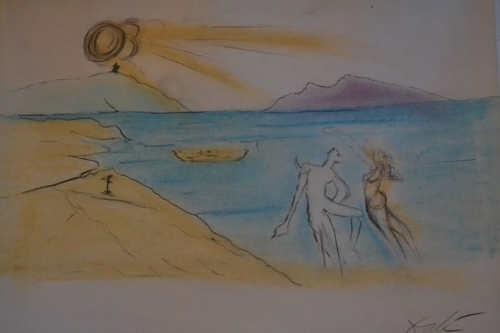 Salvador Dali - Genesis: Artist: Salvador DaliTitle: GenesisDimensions: 17.5X13.5 InchesMedium: Pencil On PaperCondition: Excellent?In the style of?"In the style of" works are works by an unknown creator whose style is