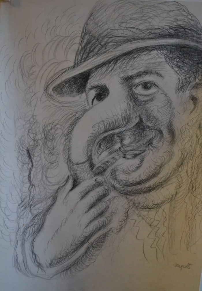 Rene Magritte - The Smoker: Artist: Rene MagritteTitle: The SmokerDimensions: 17.5X13.5 InchesMedium: Pencil On PaperCondition: Excellent?In the style of?"In the style of" works are works by an unknown creator whose style is