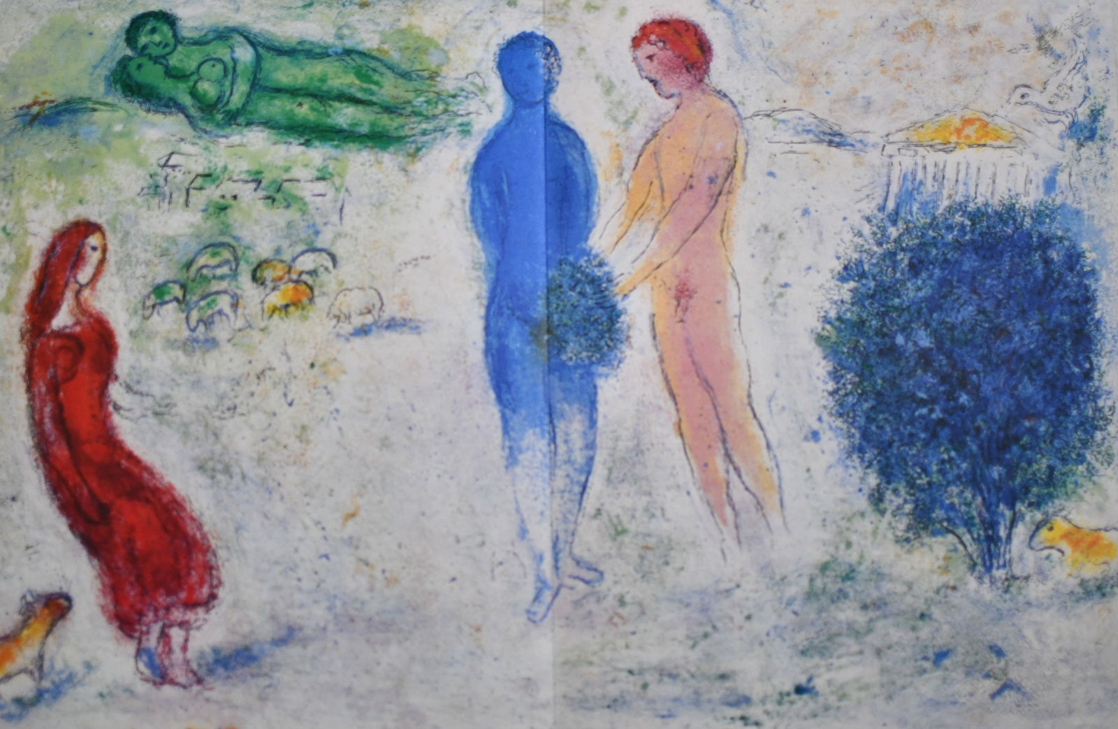 Chagall - The Wolf Trap ?After?: Artist: Marc ChagallTitle: The Dream of Lamon and DryasYear: 1977Dimensions: 10in. by 13inEdition: From the rare limited editionPublisher: The Limited Editions Club INC.Suite: Daphins and ChloeMedium: