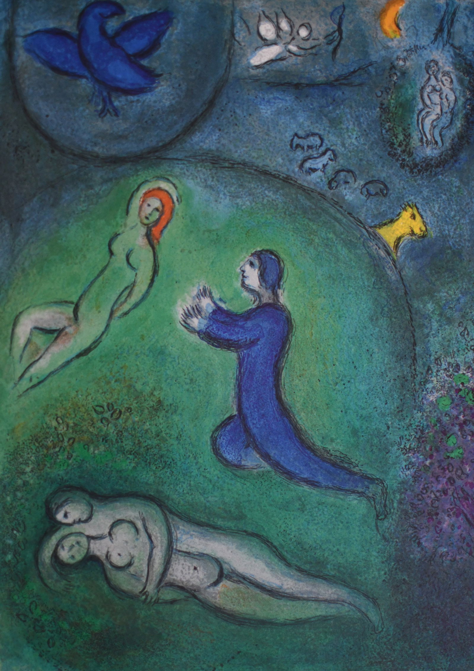 Chagall - Spring ?After?: Artist: Marc ChagallTitle: SpringDimensions: 10in. by 13inEdition: From the rare limited editionPublisher: The Limited Editions Club INC.Suite: Daphins and ChloeMedium: LithographCondition: Excellent