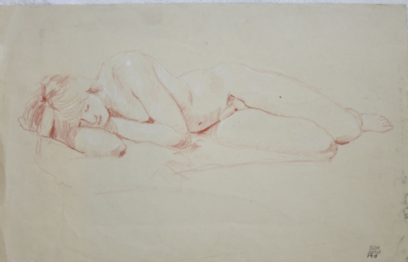 Egon Schiele - Woman Nude: Artist: Egon SchieleTitle: Woman Nude Dimensions: 19x12 1/2InchesMedium: Pencil On PaperCondition: Excellent?In the style of?"In the style of" works are works by an unknown creator whose style is stro