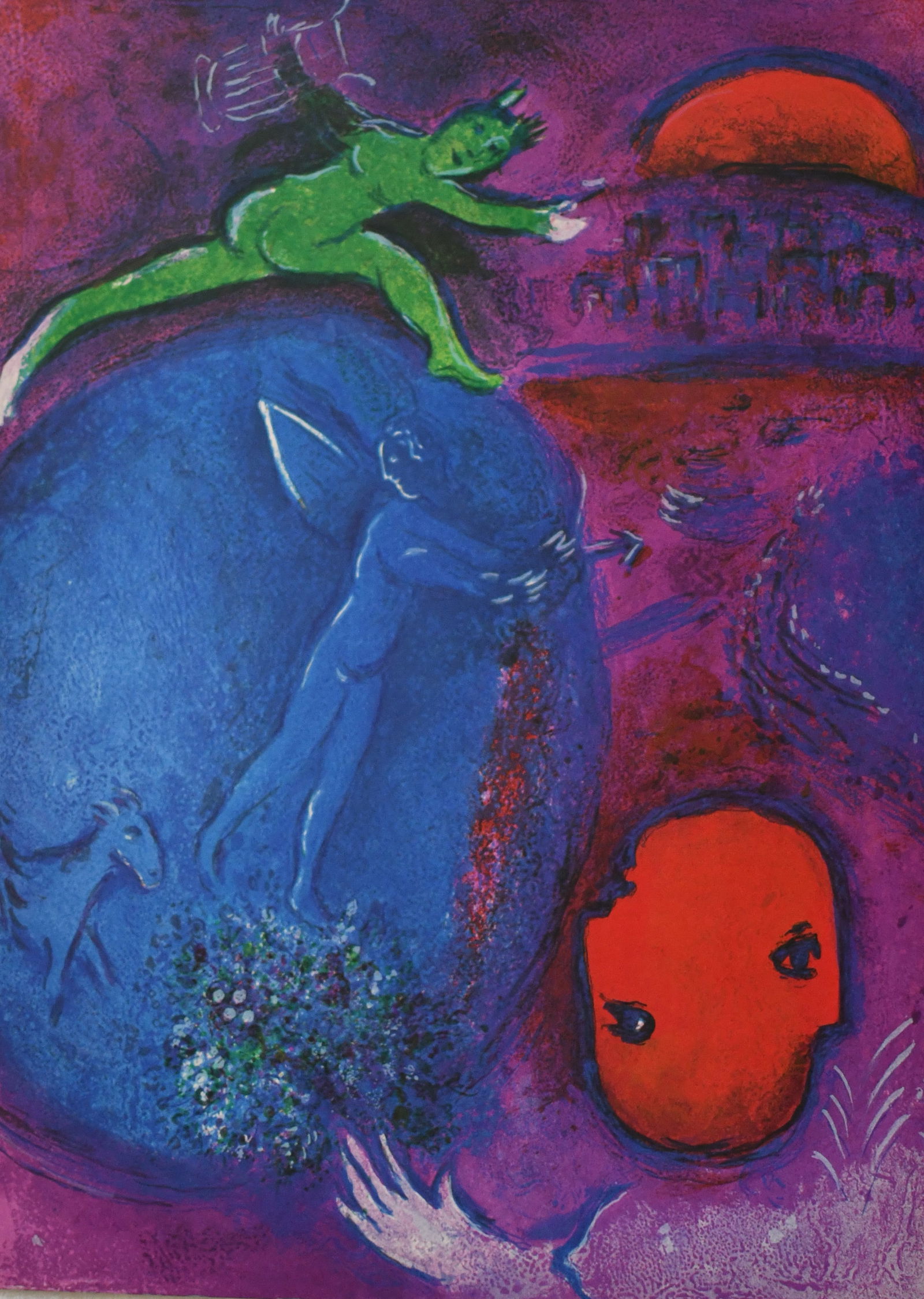 Chagall - The Wedding Night ?After?: Artist: Marc ChagallTitle: The Dream Of Lamon and DryasDimensions: 19in. by 13inEdition: From the rare limited editionPublisher: The Limited Editions Club INC.Suite: Daphins and ChloeMedium: Lithograp