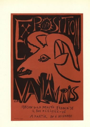 Picasso 1952 Exposition Vallauris: Lithograph Print Pablo Picasso Pablo Picasso 1952 Exposition Vallauris Size 9.5x12 inches Plate Signed