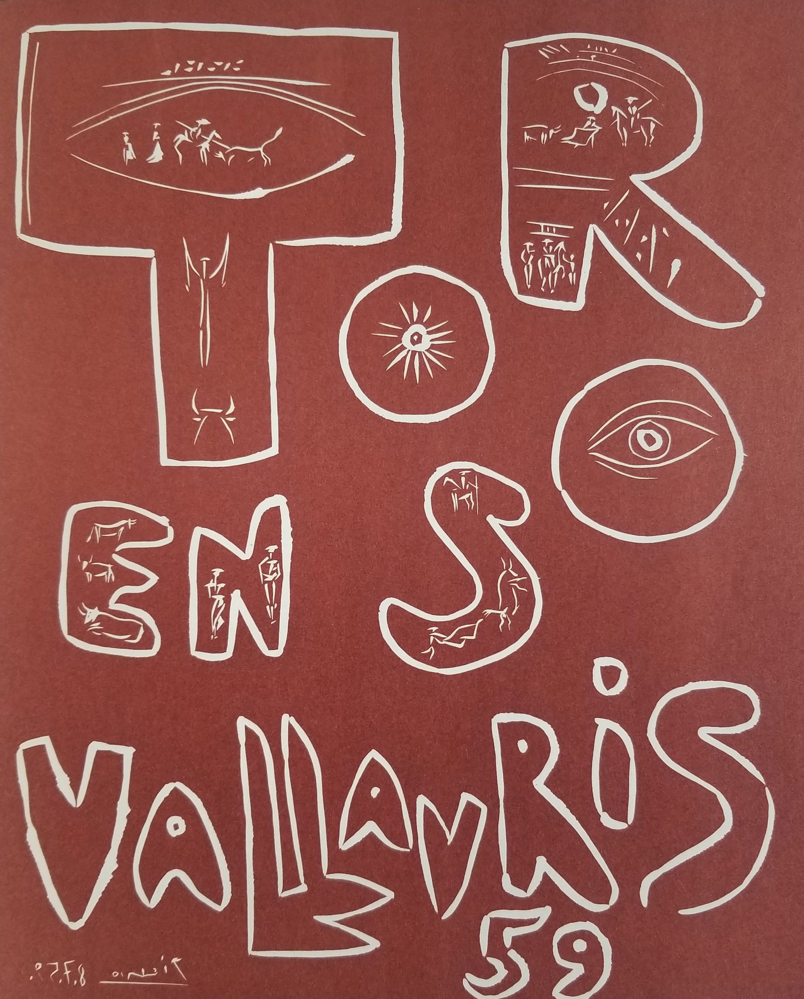 Picasso 1955 Exposition Vallauris 1 ?After?: Lithograph Print Pablo Picasso 1955 Exposition Vallauris 1 Size 9.5x12 inches Plate Signed